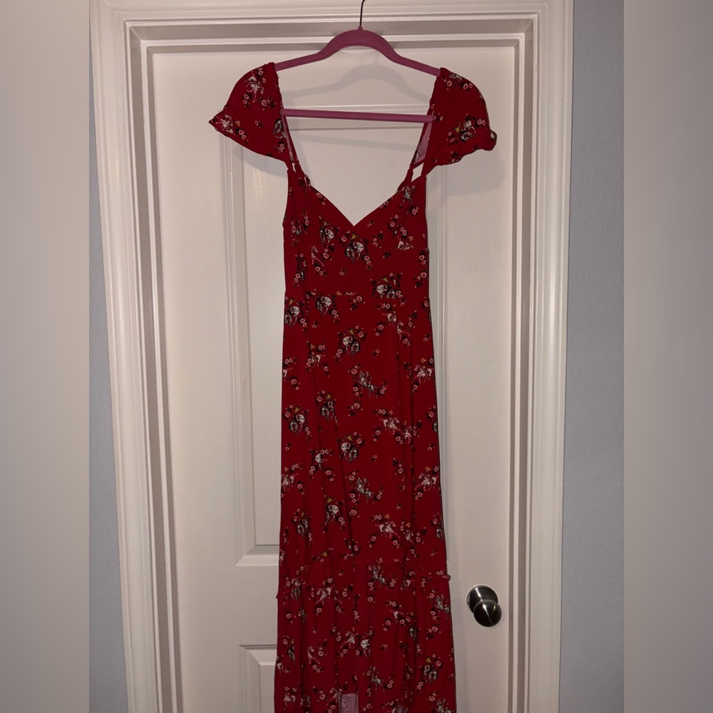 Urban Outfitters Red Floral Midi Dress